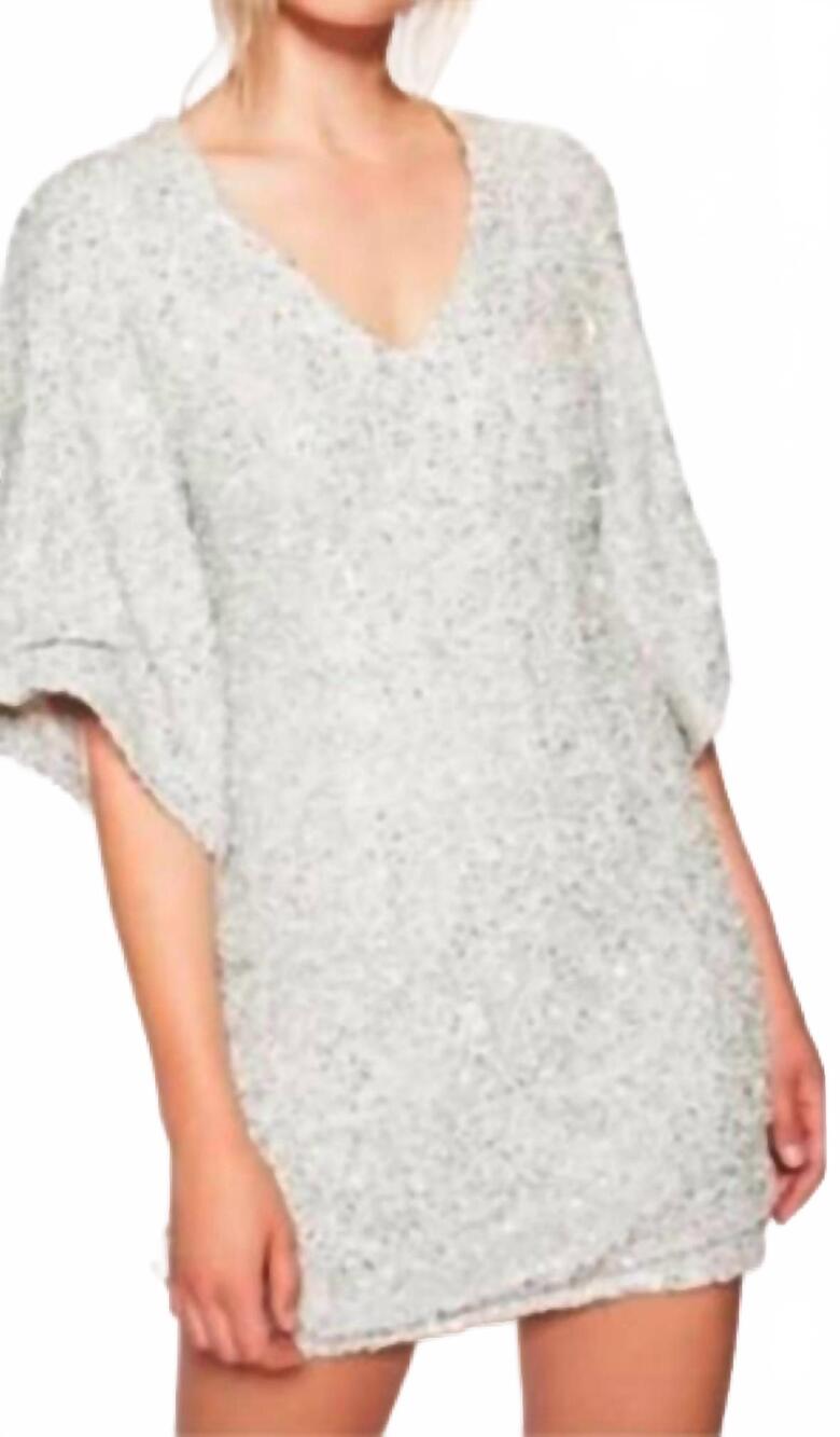 NEW FREE PEOPLE party girl equins mini dress in silver